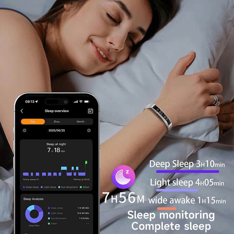 New Health Smart Bracelet Men Women Fitness Sports Band Stress Test HRV Monitor Waterproof Pedometer Smart Watch for Android iOS
