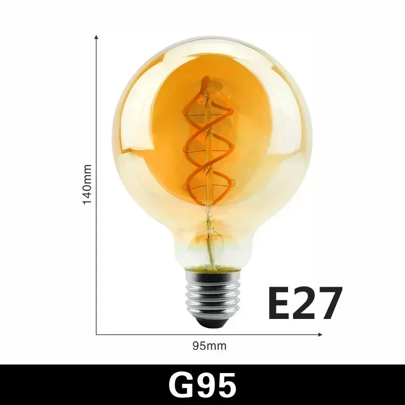 1-10pcs E14 E27 Retro LED Spiral Filament Light Bulb 4W Warm Yellow 220V C35 A60 T45 ST64 T185 T225 G80 G95 Vintage Edison Lamp