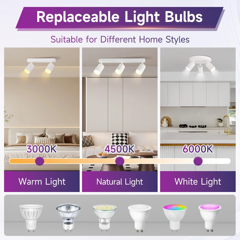 Rotating Ceiling Spotlight GU10 White Ceiling Lamp Room Decoration Lights Led Lustre Chandelier for Living Room Kitchen Corridor