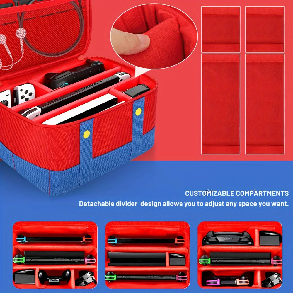 Suitable for Switch 2 full set storage red/blue travel storage bag, OLED game console super large capacity storage bag