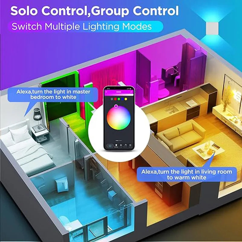 Smart Cube  Wall Light, Adjust Angle Up and Down Light, 16M+ Color Dimmable Music Sync, Work with Alexa & Google Assistant